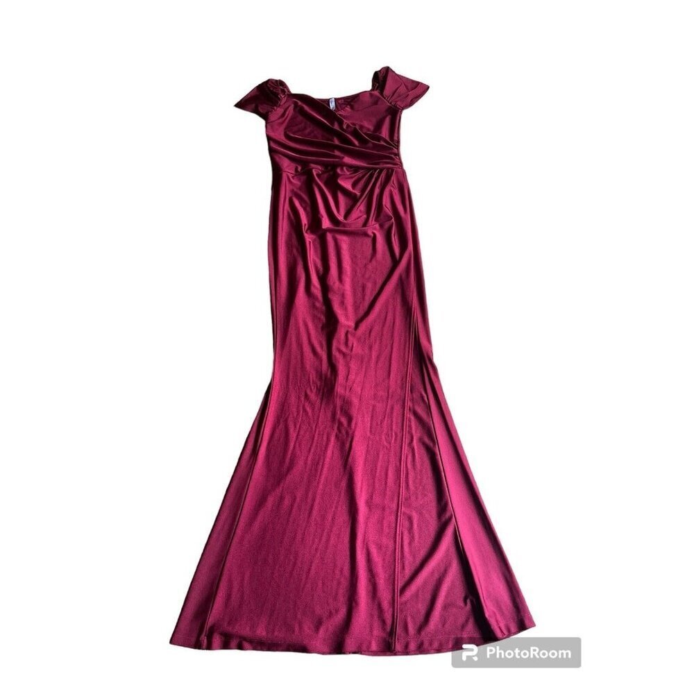 Gorgeous Prom Formal Wedding Dress Burgundy Gown Size M High Slit - Picture 4 of 6